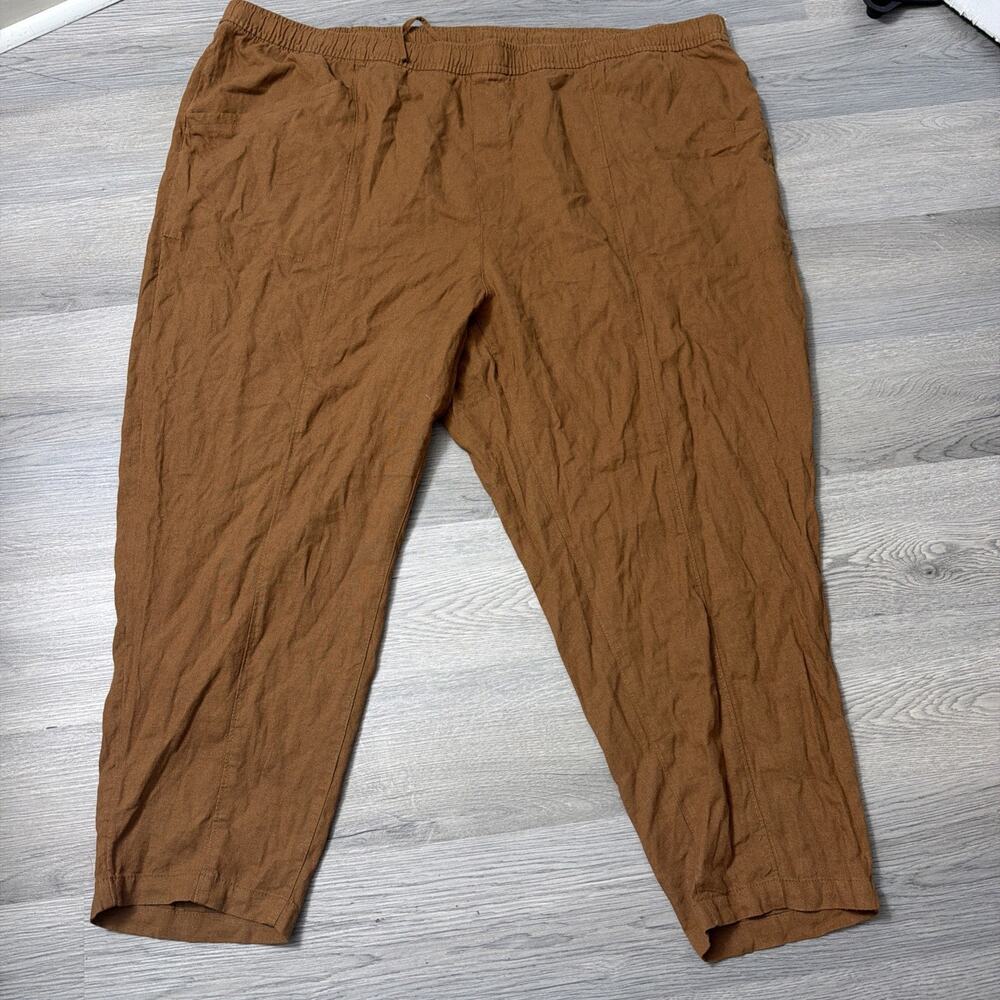 Old Navy High Waisted Cropped Linen Blend Pants Pull On Women's 4XL